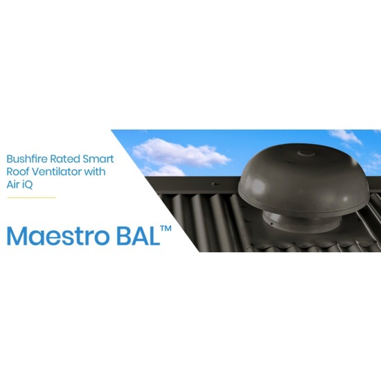 Maestro BAL 300mm Roof Ventilator with Smart IQ (equiv of ~ SIX wind powered!) Bradford