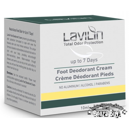Lavilin 72 Hour FOOT Deodorant Cream 100g Aluminum, Alcohol, Paraban FREE Up to 1 Year supply!