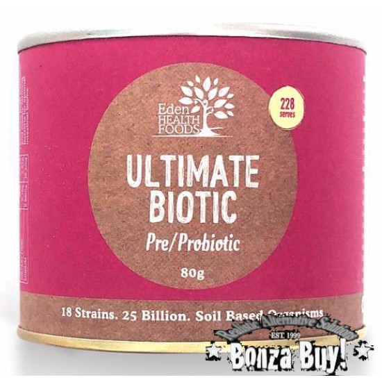 Ultimate Biotic 80g 228 serves of Pre/Probiotic 15 Strains Organic Vegan SBO (Eden Health)